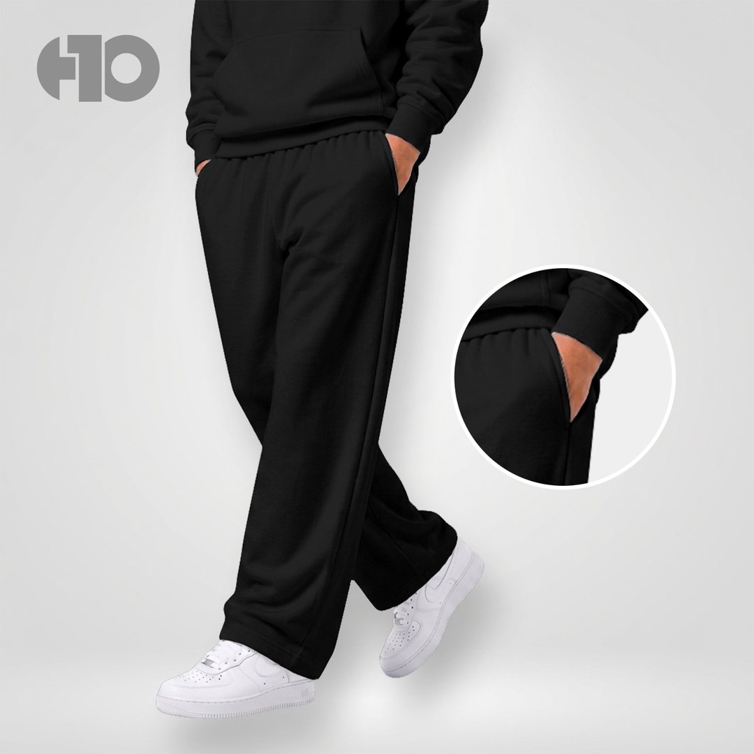 Wide sweatpants hitam